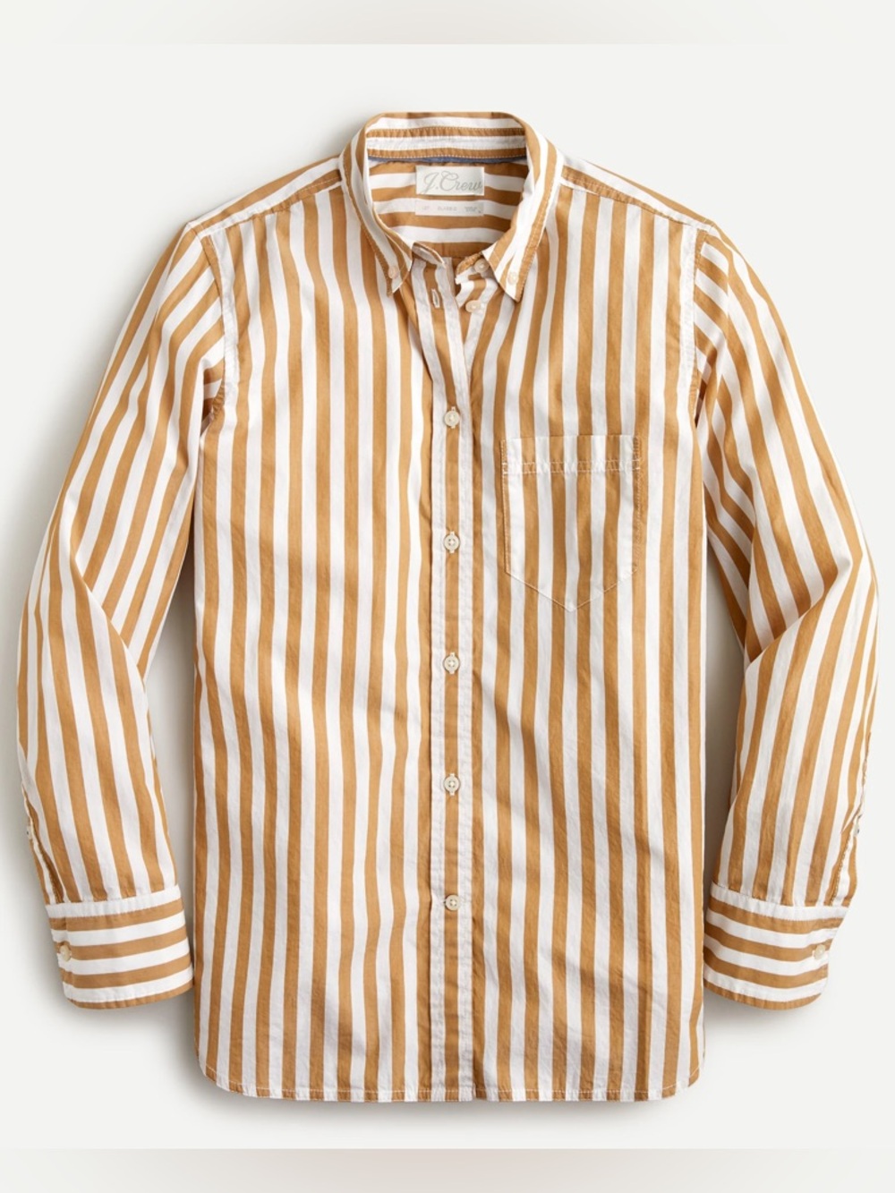 J. Crew Classic-fit washed cotton poplin shirt in tan stripe